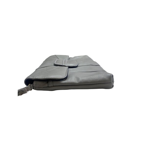 Gray Genuine Leather Clutch Wristlet Purse With Snap Closure & Interior Zipper P - Picture 7 of 7